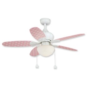 44" Vaxcel Alex White Finish with Pink / Polka Dots Reversible Blades and Light Kit
